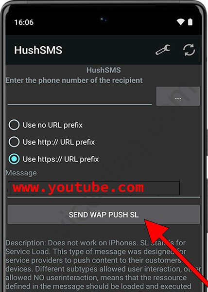Send Wap HushSMS message