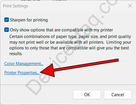 Windows printer properties