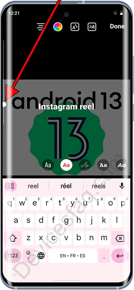 Change Instagram Reel font size