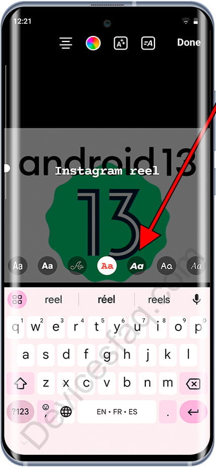 Change Instagram Reel font