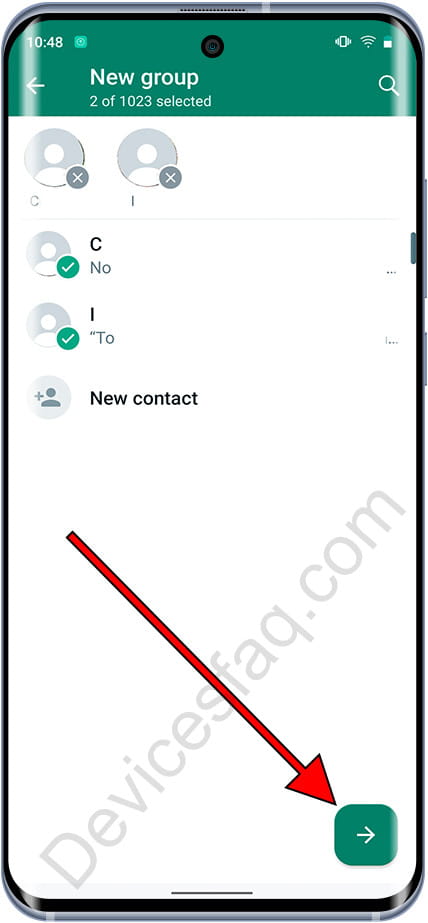 Select WhatsApp group contacts