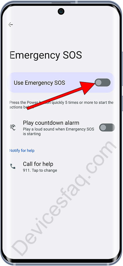 Activate Emergency SOS Android