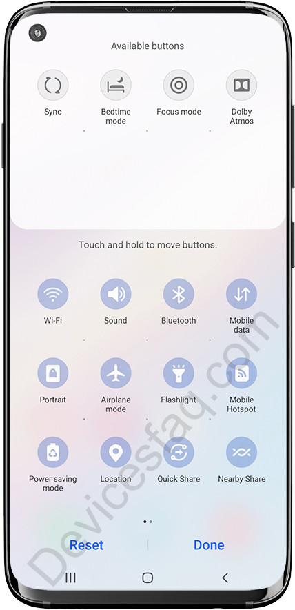 Samsung shortcut buttons available
