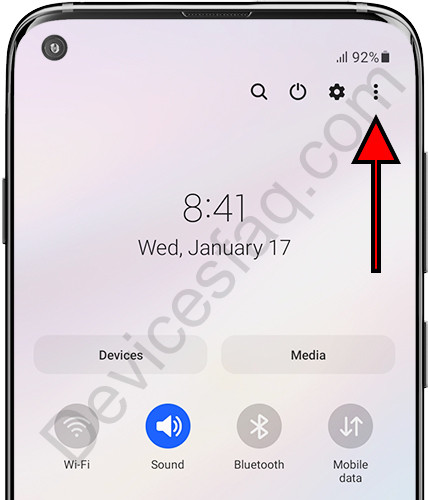 Samsung shortcuts panel settings button