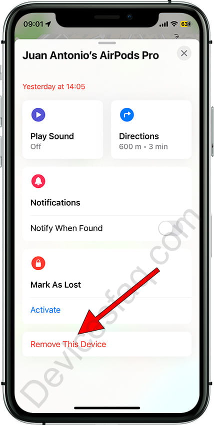 Remove this device AirPods