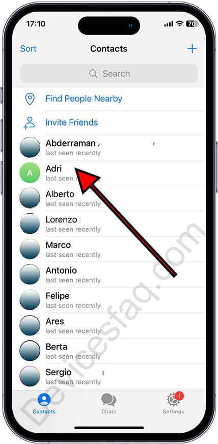 Telegram Contacts on iPhone