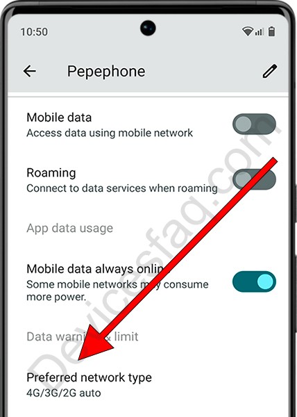 Android preferred network type