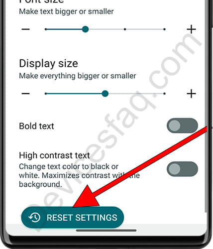 Reset text size settings on Android