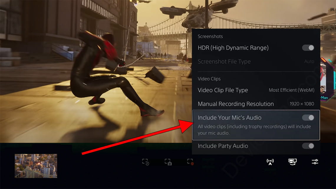 Include microphone sound in PS5 screen recording