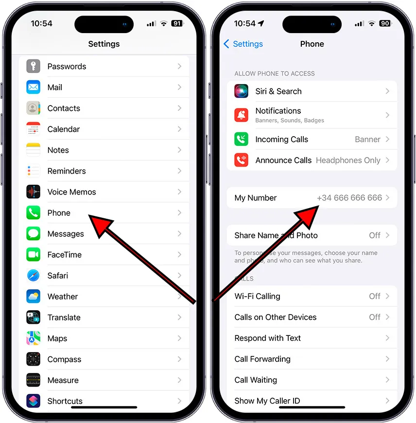 How to see my phone number on iPhone