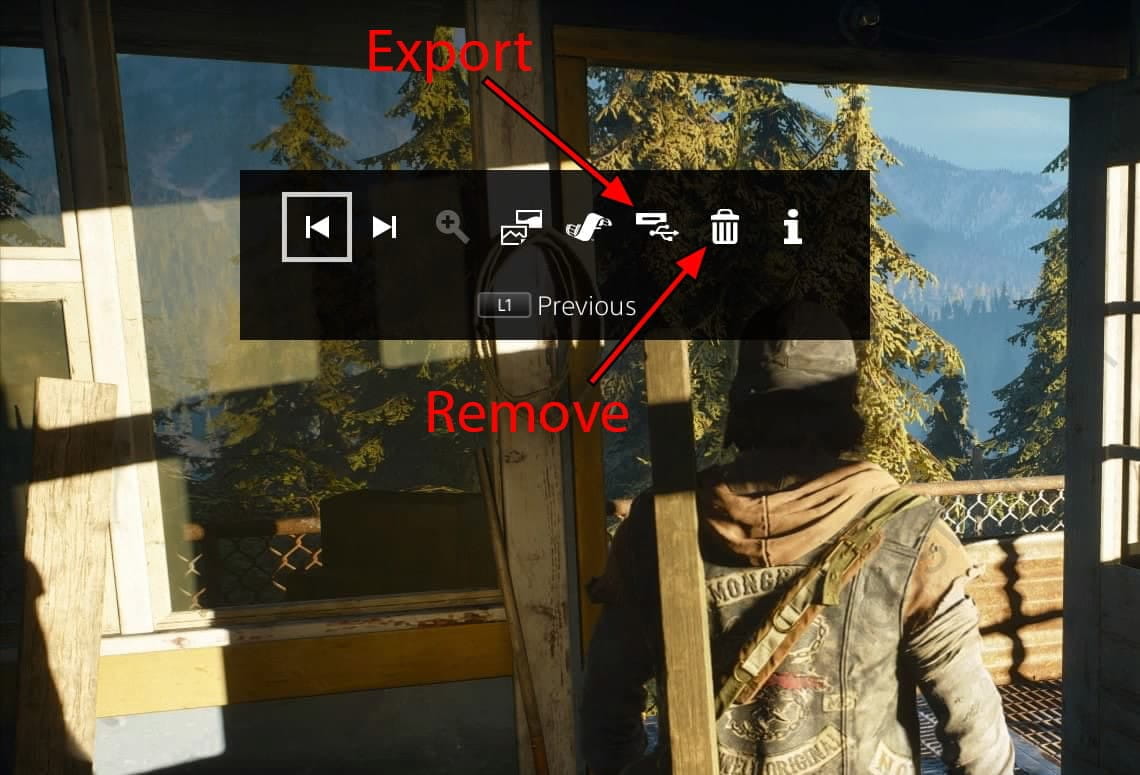 Export or remove screenshot PS4