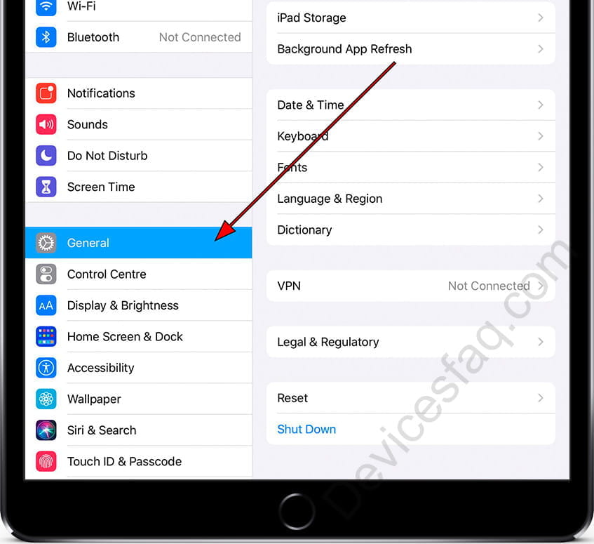 iPad general settings