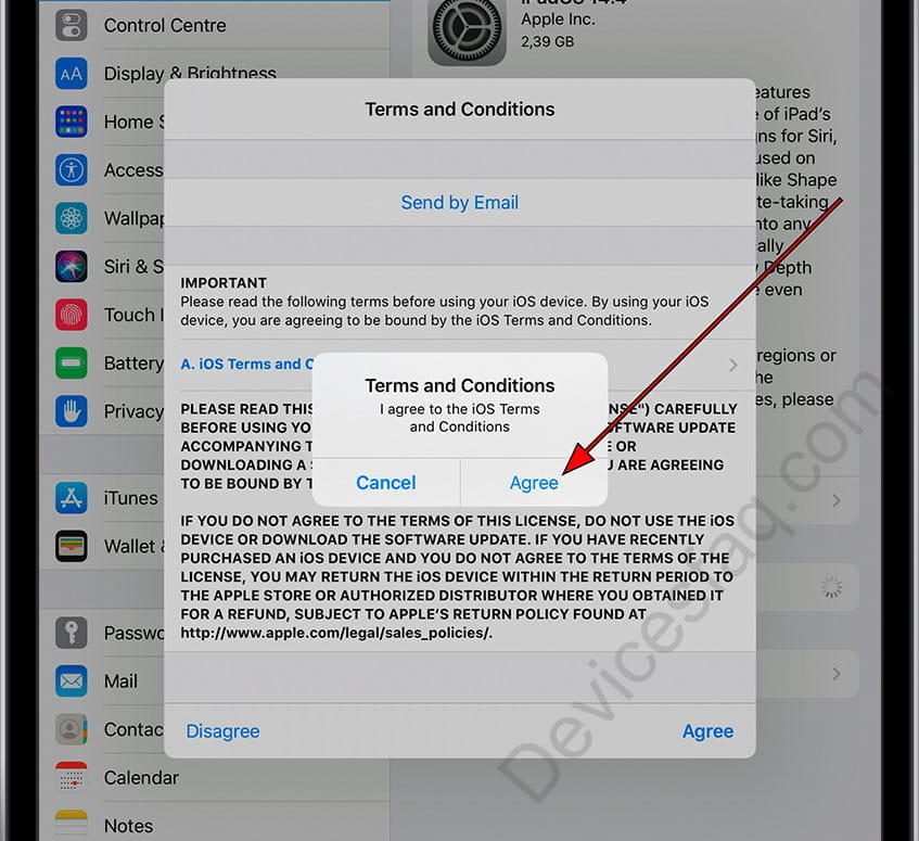 Accept terms and conditions iPad