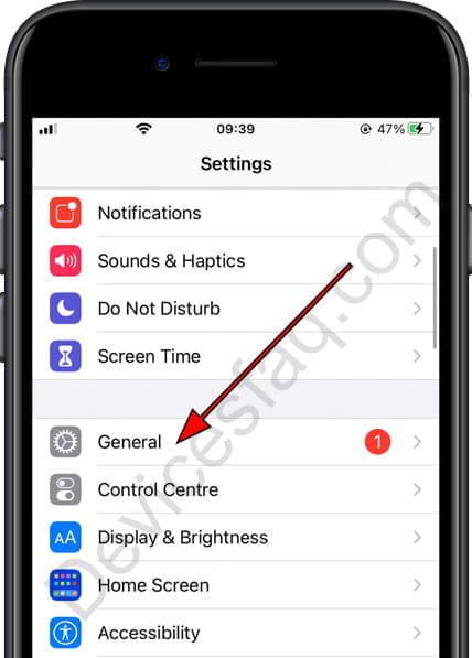 General settings iPhone