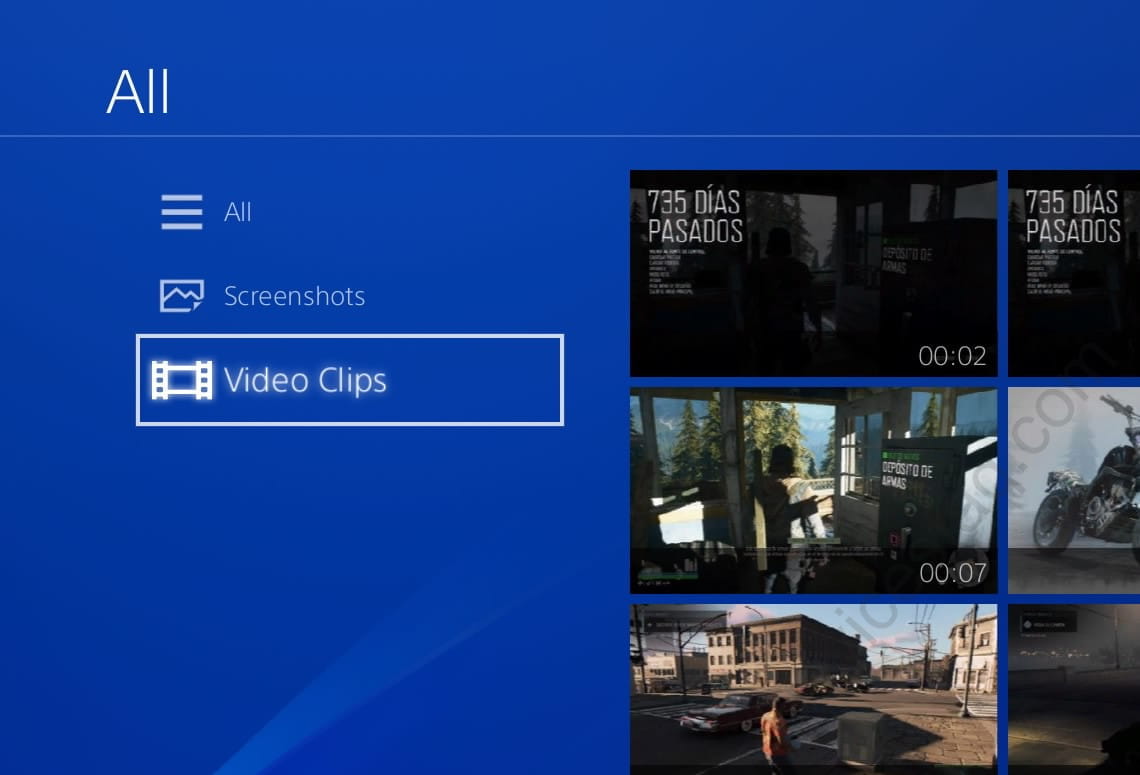 Video clips PS4 library