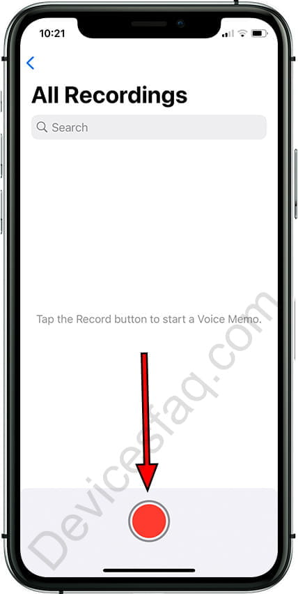 Start recording voice memo on iPhone