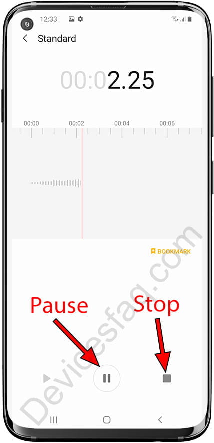 Pause and stop voice recording