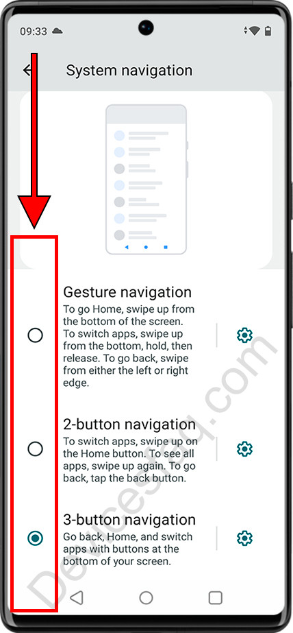 Choose Android navigation type