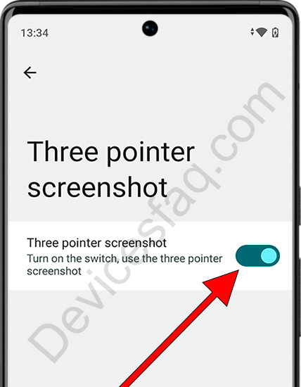 Activate screenshot with three fingers Android