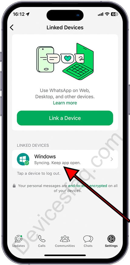 Device linked on WhatsApp