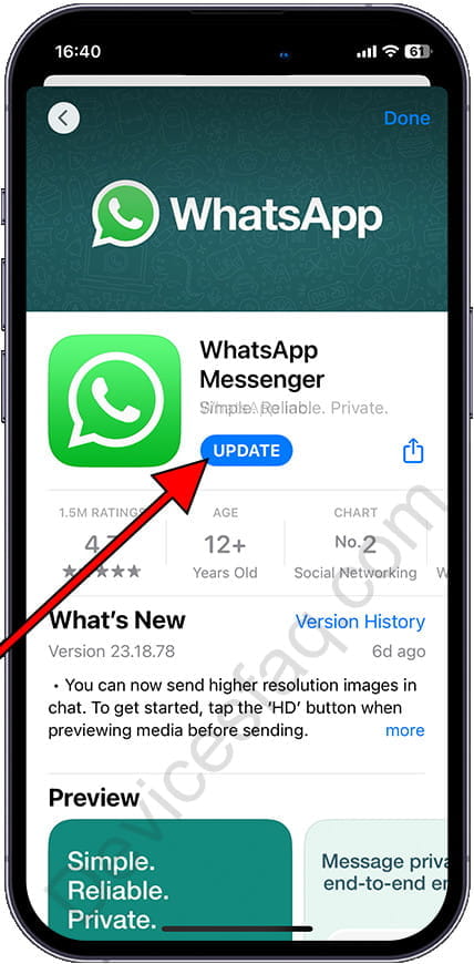 Update WhatsApp iPhone