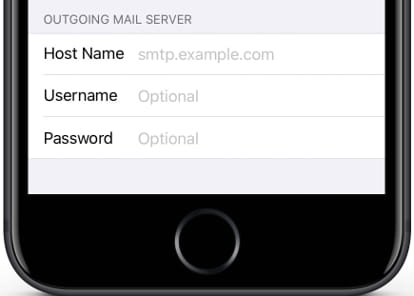 iphone 7s change email server settings