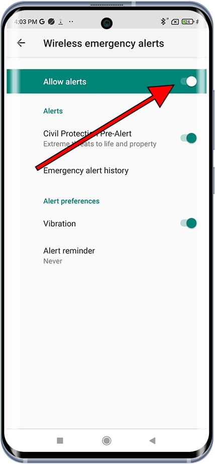 Activate or deactivate emergency alerts Xiaomi