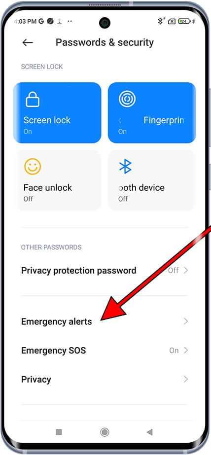 Emergency alerts Xiaomi
