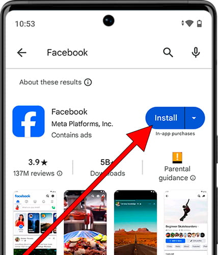 Download Facebook from Google Play