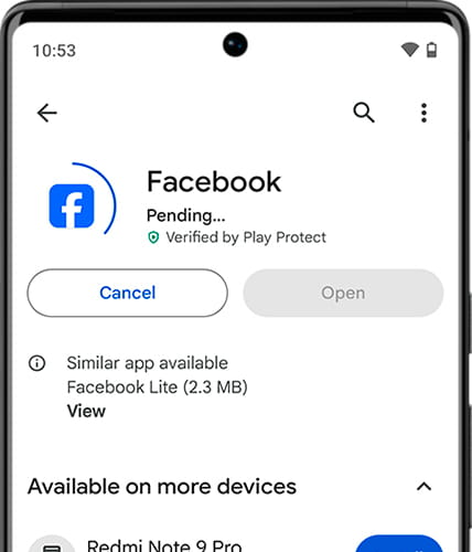 Downloading Facebook on Android