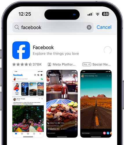 Downloading Facebook on iPhone