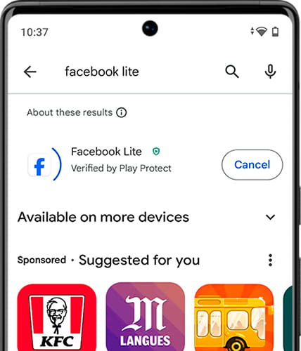 Downloading Facebook on Android