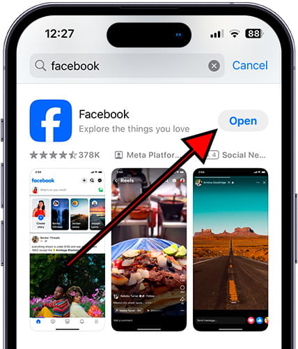 Open Facebook on iPhone