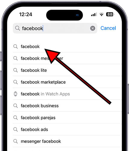 Search Facebook on App Store