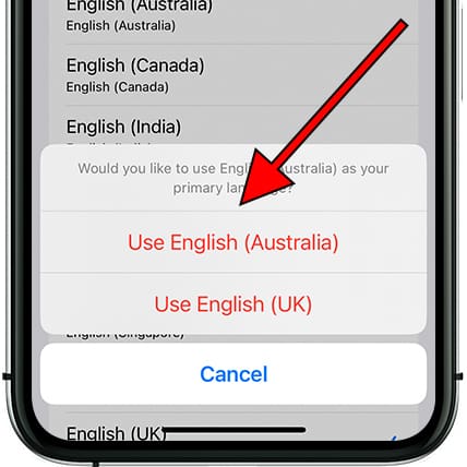 Confirm change language iOS