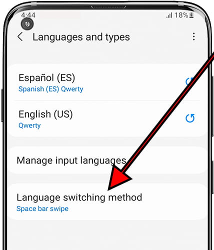 Language switching method Samsung
