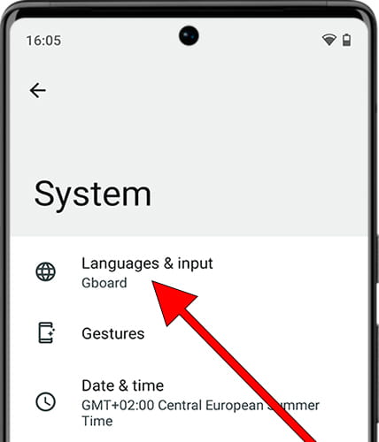 Language and input Android