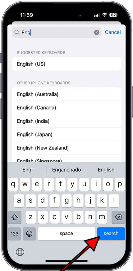 Change keyboard language iOS