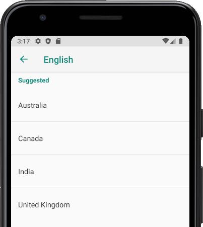 Language options Android
