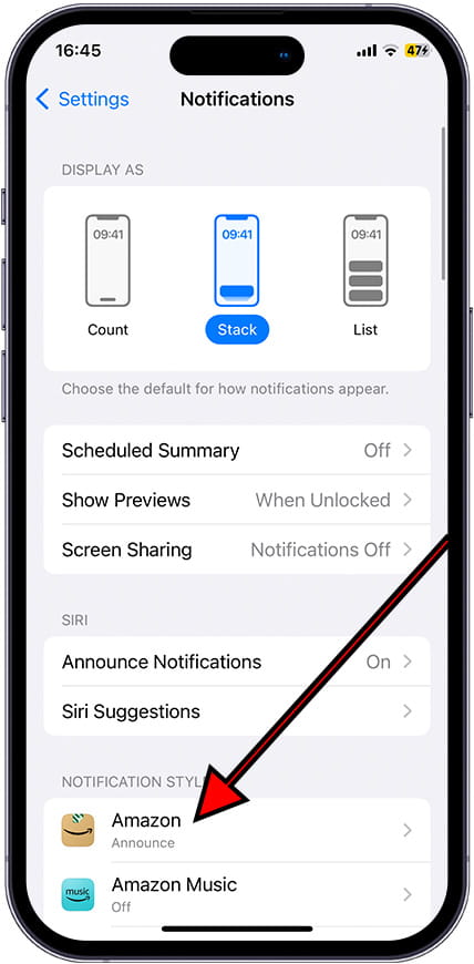 Manage iOS app notifications