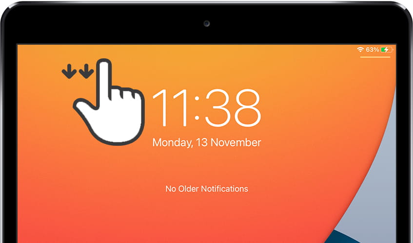 Open iOS notification center