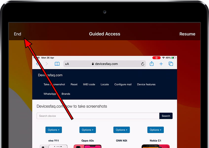 End Guided Access