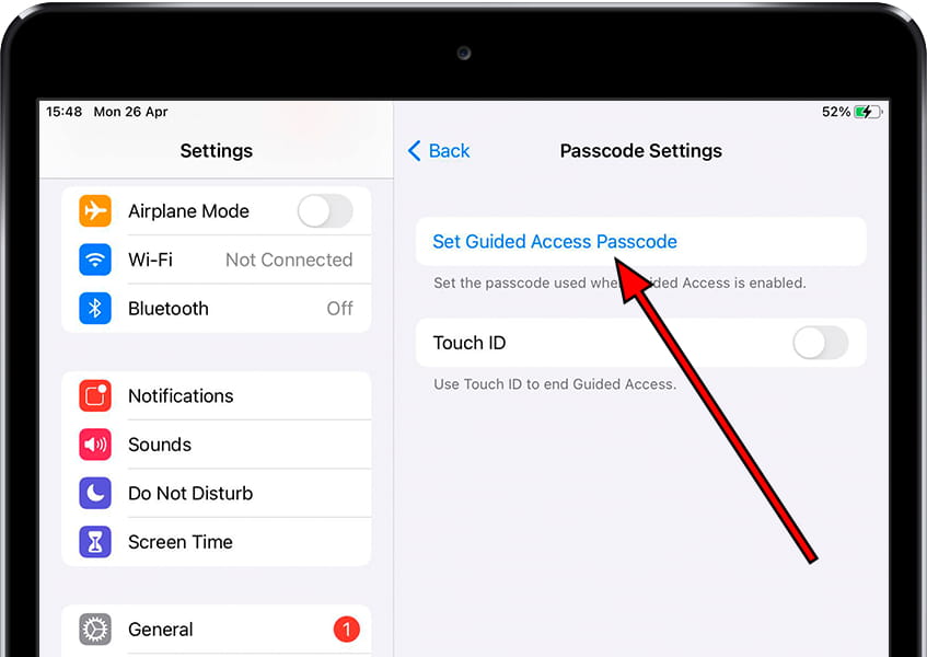 Guided Access Code Settings