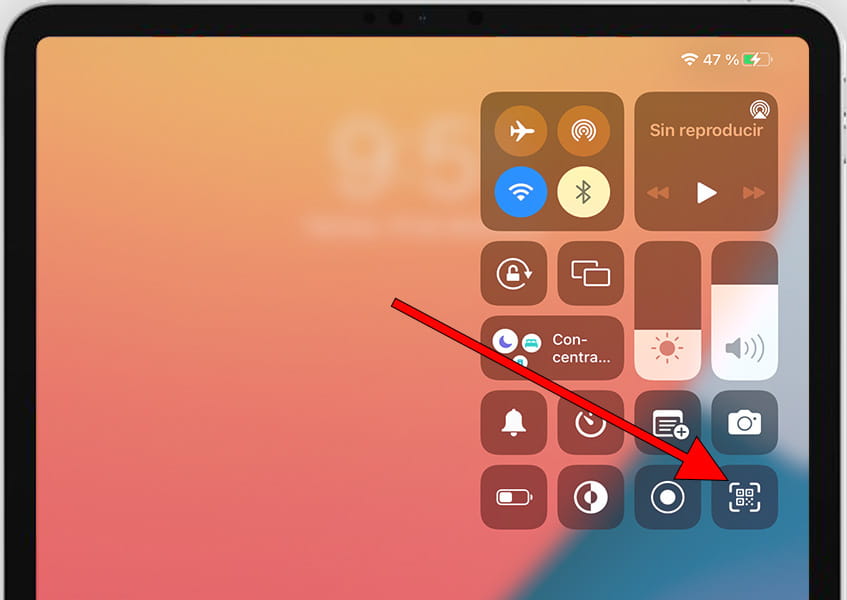 Scan QR codes icon in control centre Apple iPad Pro 9.7