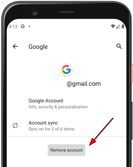 Remove account Android