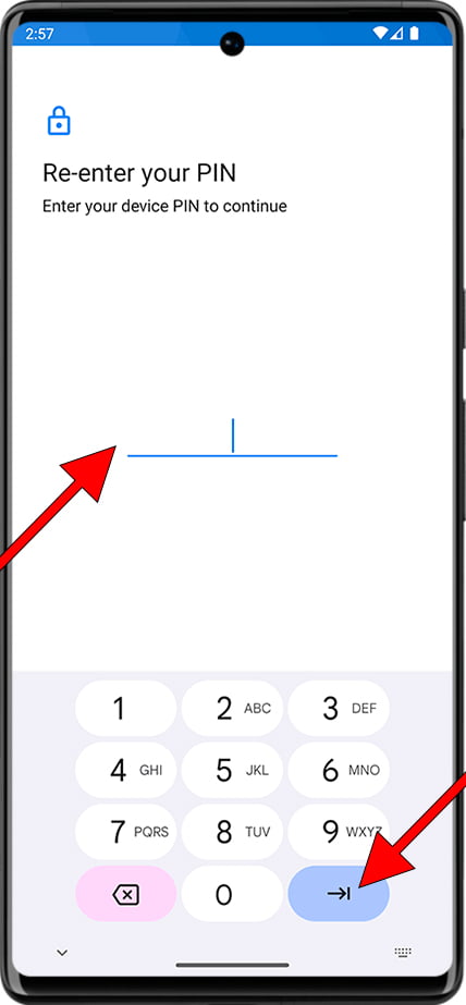 Enter unlock PIN on Android