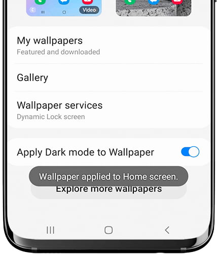 Wallpaper has been applied on Samsung