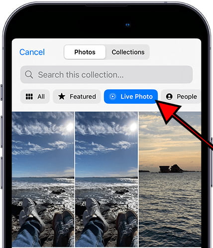 Select Live Photo on iPhone